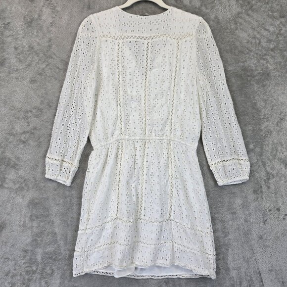 Joie Dress Womens Extra Small White Eyelet Lace Tassel Lined Viscose Boho Mini - Picture 10 of 10